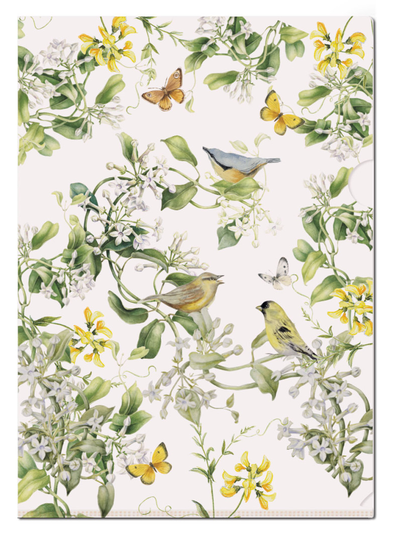 Janneke Brinkman L-mapje A4 VOGELS IN BLAUWE REGEN